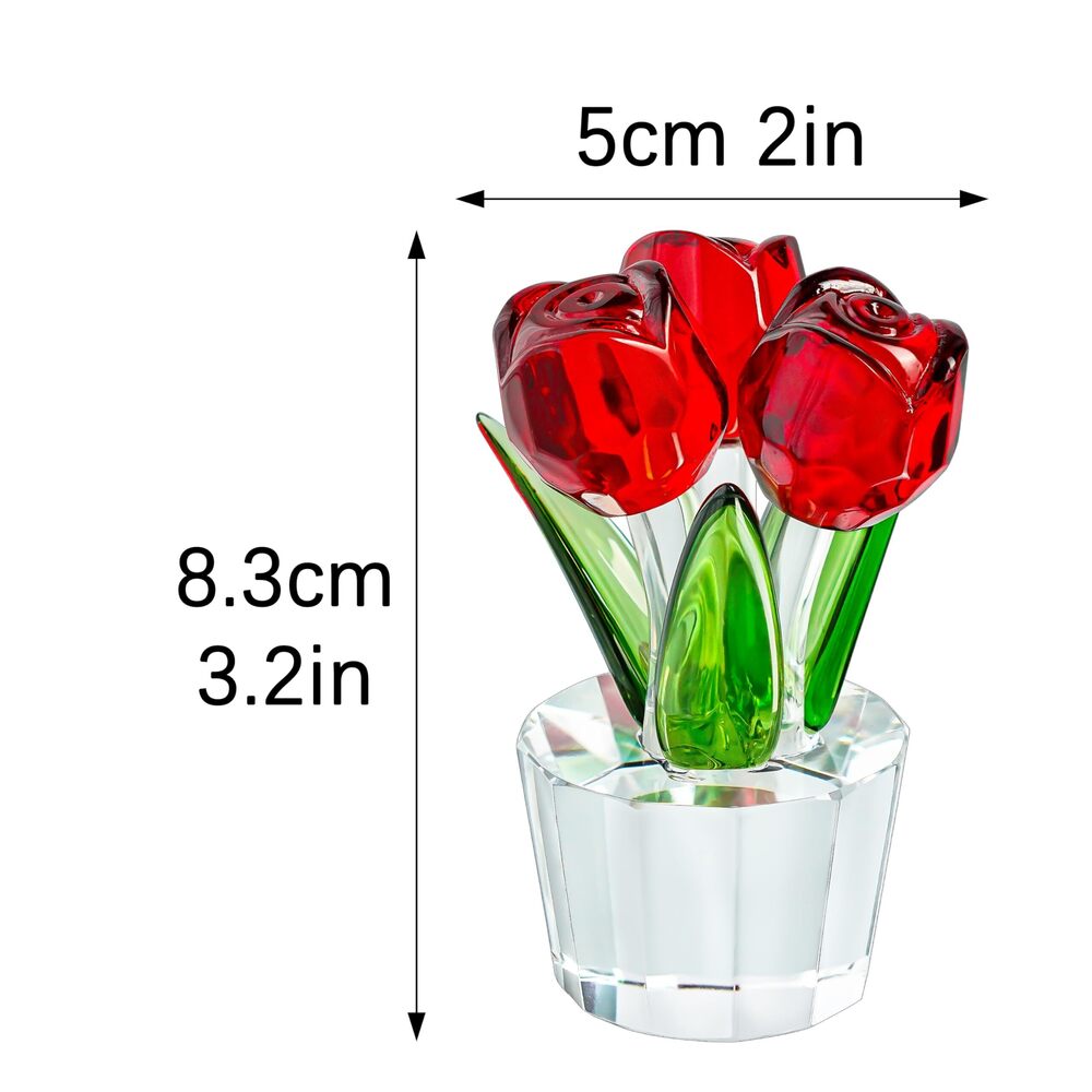 6014 Crystal Rose Bouquet Figurine and Pink Crystal Flower Ornament - Picture 3 of 9